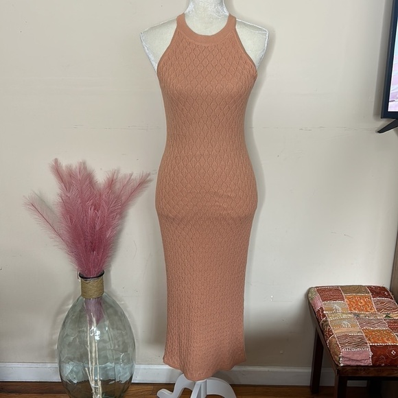 House of Harlow 1960 • crochet high neck bodycon sleeveless midi dress - Picture 2 of 11